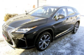 13 349 р. Пороги алюминиевые Slitkoff  Lexus RX350  AL20 (2015-2019) дорестайлинг (Optima Black )  с доставкой в г. Омск. Увеличить фотографию 2