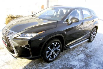 17 399 р. Пороги алюминиевые Slitkoff  Lexus RX350  AL20 (2015-2019) дорестайлинг (Standart Silver)  с доставкой в г. Омск. Увеличить фотографию 2