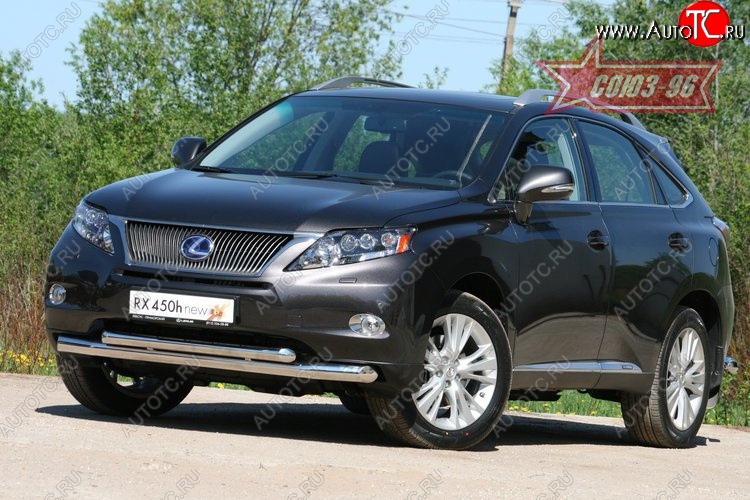 28 709 р. Защита переднего бампера двойная Souz-96 (d76/60) Lexus RX450H AL10 дорестайлинг (2009-2012)  с доставкой в г. Омск