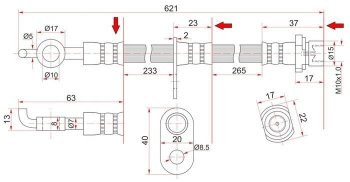 829 р. Тормозной шланг SAT (передний, правый, пр-во Таиланд) Toyota Ipsum ACM20 дорестайлинг (2001-2003)  с доставкой в г. Омск. Увеличить фотографию 1