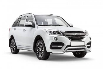 Защита переднего бампера Petroil Tuning (d63, волна) Lifan X60 2-ой рестайлинг (2016-2024)  (Нержавеющая полированная сталь)