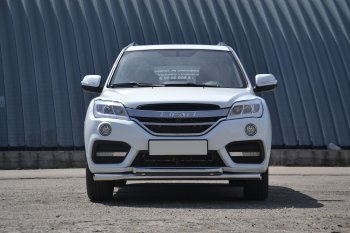 14 499 р. Защита переднего бампера двойная из труб d63/51 мм Petroil Tuning Lifan X60 2-ой рестайлинг (2016-2024) (Нержавеющая полированная сталь)  с доставкой в г. Омск. Увеличить фотографию 3