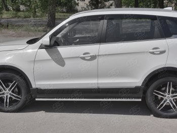 21 749 р. Защита порогов (Ø75x42 мм с проступью, нержавейка) Russtal Lifan X70 (2018-2024)  с доставкой в г. Омск. Увеличить фотографию 2