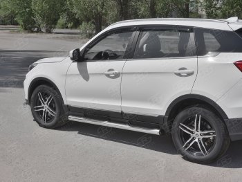 Защита порогов (Ø76 мм с проступью, нержавейка) Russtal Lifan X70 (2018-2024)