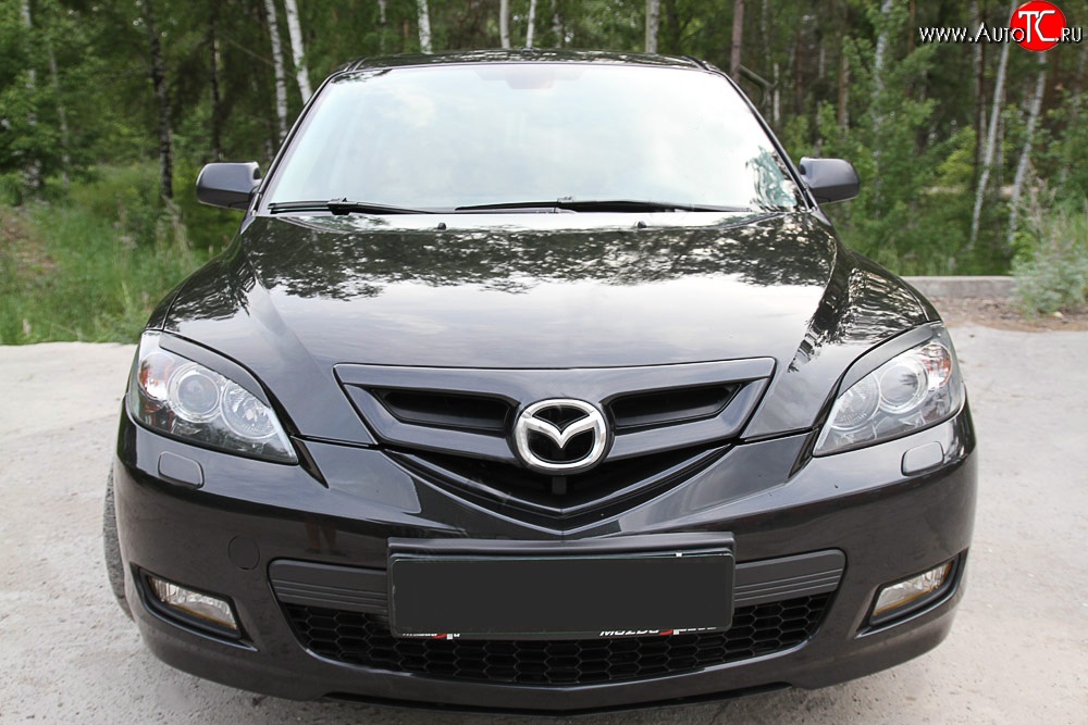 799 р. Реснички на фары RA V2 Mazda 3/Axela BK дорестайлинг, хэтчбэк (2003-2006) (Неокрашенные)  с доставкой в г. Омск