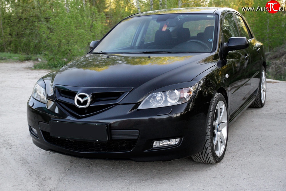 799 р. Реснички RA на фары  Mazda 3/Axela  BK (2006-2009) рестайлинг, хэтчбэк (Неокрашенные)  с доставкой в г. Омск