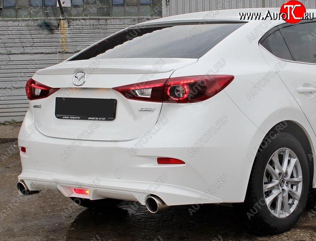 7 199 р. Диффузор заднего бампера Sport v1  Mazda 3/Axela  BM (2013-2016) дорестайлинг, хэтчбэк (Неокрашенная)  с доставкой в г. Омск