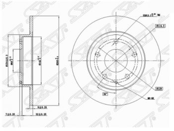 Задний тормозной диск SAT Mazda (Мазда) 3/Axela (ахелла)  BM (2013-2016) BM дорестайлинг седан, дорестайлинг, хэтчбэк