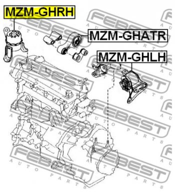 4 899 р. Правая подушка двигателя Febest (гидравлическая) Mazda 6 GH дорестайлинг лифтбэк (2007-2010)  с доставкой в г. Омск. Увеличить фотографию 4