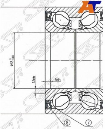 Подшипник передней ступицы SAT (с ABS) Mazda 6 GH дорестайлинг седан (2007-2010)