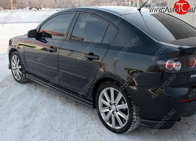 3 099 р. Клыки на задний бампер Style  Mazda 3/Axela  BK (2003-2006) дорестайлинг седан (Неокрашенная)  с доставкой в г. Омск