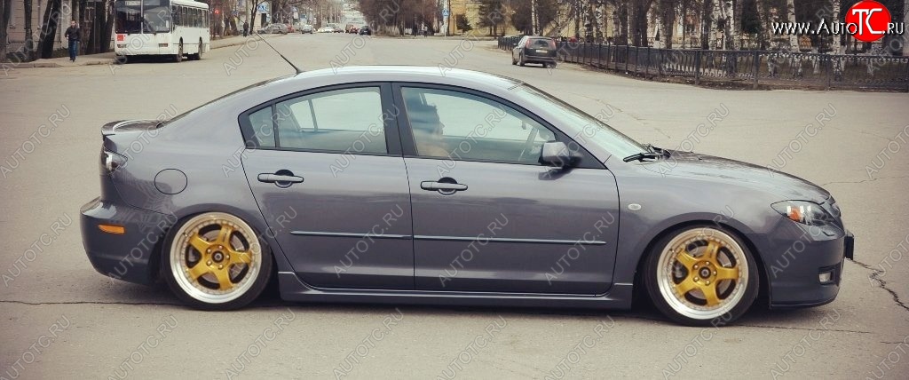 4 549 р. Пороги накладки Сток 2л Mazda 3/Axela BK дорестайлинг седан (2003-2006) (Неокрашенные)  с доставкой в г. Омск