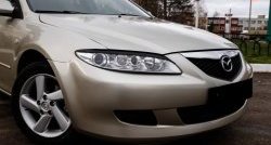 669 р. Реснички RA на фары  Mazda 6 ( GG,  GG, GY) (2002-2008) лифтбэк дорестайлинг, седан дорестайлинг, универсал дорестайлинг, лифтбэк рестайлинг, седан рестайлинг, универсал рестайлинг (Неокрашенные)  с доставкой в г. Омск. Увеличить фотографию 2