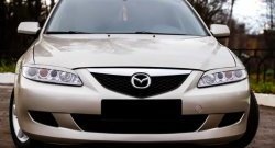 669 р. Реснички RA на фары  Mazda 6 ( GG,  GG, GY) (2002-2008) лифтбэк дорестайлинг, седан дорестайлинг, универсал дорестайлинг, лифтбэк рестайлинг, седан рестайлинг, универсал рестайлинг (Неокрашенные)  с доставкой в г. Омск. Увеличить фотографию 1