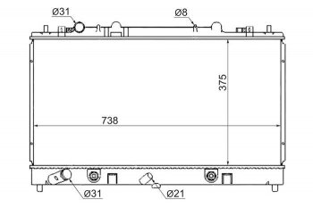 Радиатор двигателя (доп. патрубок) (пластинчатый, 3.0, МКПП/АКПП) SAT Mazda 6 GG седан дорестайлинг (2002-2005)