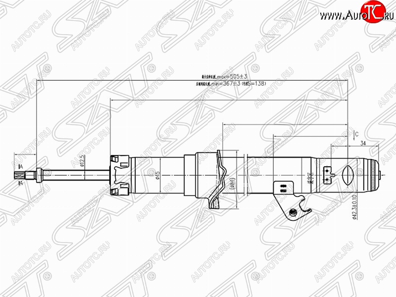 2 599 р. Правый амортизатор передний SAT  Mazda 6 ( GG,  GG, GY) - Atenza  GG  с доставкой в г. Омск