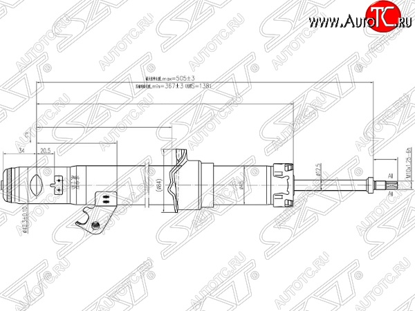 2 599 р. Левый амортизатор передний SAT  Mazda 6 ( GG,  GG, GY) - Atenza  GG  с доставкой в г. Омск