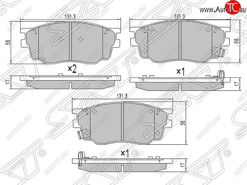 1 289 р. Колодки тормозные SAT (передние) Mazda 6 GG седан рестайлинг (2005-2008)  с доставкой в г. Омск