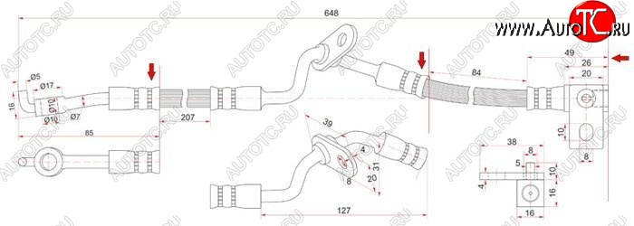 1 029 р. Тормозной шланг SAT (правый) Mazda 6 GG лифтбэк дорестайлинг (2002-2005)  с доставкой в г. Омск