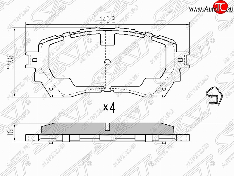 1 199 р. Колодки тормозные (передние) SAT Mazda 6 GJ дорестайлинг седан (2012-2015)  с доставкой в г. Омск