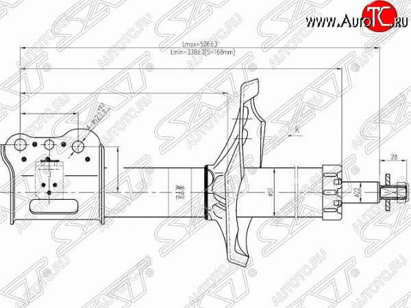 4 299 р. Правый амортизатор передний SAT Mazda 626 GF дорестайлинг седан (1997-1999)  с доставкой в г. Омск