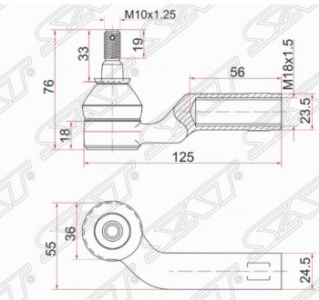 Правый наконечник рулевой тяги SAT Mazda 3/Axela BK дорестайлинг, хэтчбэк (2003-2006)