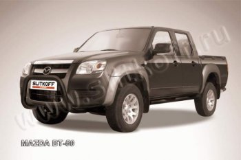 20 999 р. Кенгурятник d76 низкий мини  Mazda BT-50 (2006-2011) (Цвет: серебристый)  с доставкой в г. Омск. Увеличить фотографию 1