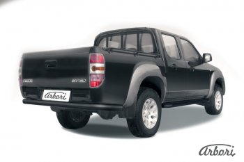 Защита заднего бампера Arbori (черная, 1 труба d76 mm). Mazda BT-50 (2006-2011)