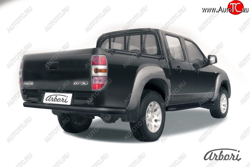 7 019 р. Защита заднего бампера Arbori (черная, 1 труба d76 mm). Mazda BT-50 (2006-2011)  с доставкой в г. Омск