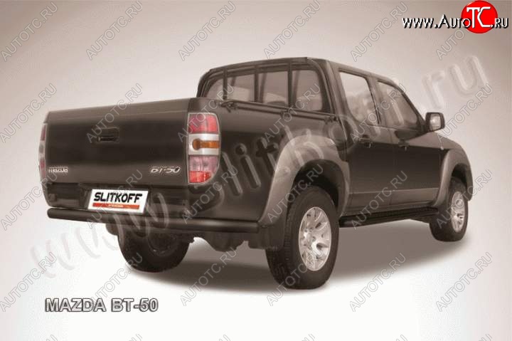 8 299 р. Защита задняя Slitkoff  Mazda BT-50 (2006-2015) (Цвет: серебристый)  с доставкой в г. Омск