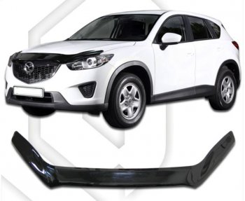 2 079 р. Дефлектор капота CA-Plastiс exclusive  Mazda CX-5  KE (2011-2017) дорестайлинг, рестайлинг (Classic черный, Без надписи)  с доставкой в г. Омск. Увеличить фотографию 1