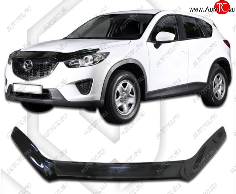 2 079 р. Дефлектор капота CA-Plastiс exclusive  Mazda CX-5  KE (2011-2017) дорестайлинг, рестайлинг (Classic черный, Без надписи)  с доставкой в г. Омск