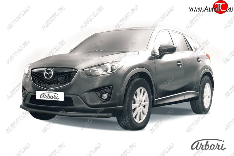 7 019 р. Защита переднего бампера Arbori (черная, 1 труба d57 mm). Mazda CX-5 KE рестайлинг (2015-2017)  с доставкой в г. Омск