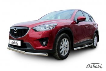 15 182 р. Защита переднего бампера Arbori (нержавейка, 2 трубы d57 и 42 mm) Mazda CX-5 KE рестайлинг (2015-2017)  с доставкой в г. Омск. Увеличить фотографию 2