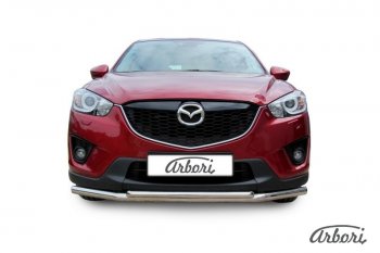 15 182 р. Защита переднего бампера Arbori (нержавейка, 2 трубы d57 и 42 mm) Mazda CX-5 KE рестайлинг (2015-2017)  с доставкой в г. Омск. Увеличить фотографию 1