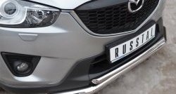 16 999 р. Защита переднего бампера (2 трубыØ63 и 42 мм, нержавейка) Russtal Mazda CX-5 KE рестайлинг (2015-2017)  с доставкой в г. Омск. Увеличить фотографию 2