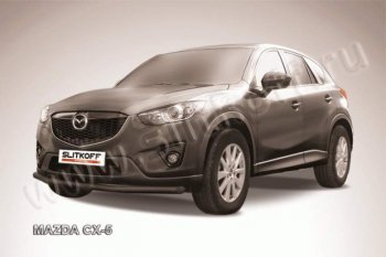 8 199 р. Защита переднего бампер Slitkoff Mazda CX-5 KE рестайлинг (2015-2017) (Цвет: серебристый)  с доставкой в г. Омск. Увеличить фотографию 1