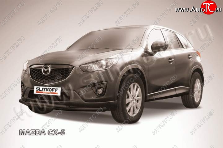 9 199 р. Защита переднего бампер Slitkoff Mazda CX-5 KE рестайлинг (2015-2017) (Цвет: серебристый)  с доставкой в г. Омск