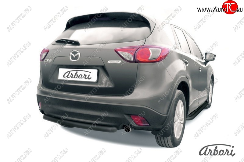 7 019 р. Защита заднего бампера Arbori (короткая, черная, 1 труба d57 mm). Mazda CX-5 KE дорестайлинг (2011-2014)  с доставкой в г. Омск