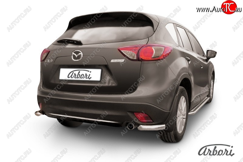 3 099 р. Защита заднего бампера Arbori (нержавейка, 1 труба d57 mm). Mazda CX-5 KE дорестайлинг (2011-2014)  с доставкой в г. Омск