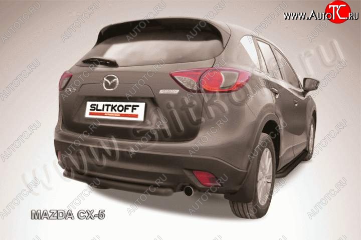 4 849 р. Защита задняя Slitkoff  Mazda CX-5  KE (2011-2017) дорестайлинг, рестайлинг (Цвет: серебристый)  с доставкой в г. Омск