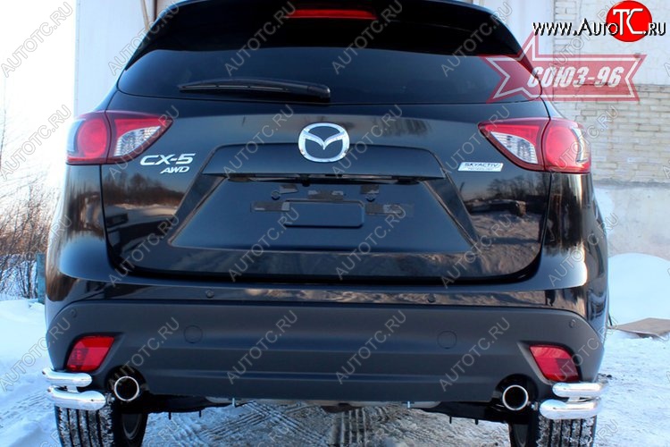 22 409 р. Защита заднего бампера из боковых уголков Souz-96 (d60/42) Mazda CX-5 KE дорестайлинг (2011-2014)  с доставкой в г. Омск