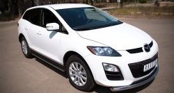 14 849 р. Защита порогов из круглой трубы диаметром 63 мм Russtal Mazda CX-7 ER рестайлинг (2010-2012) (Защита порогов с со скосами на торцах (вариант 1))  с доставкой в г. Омск. Увеличить фотографию 6