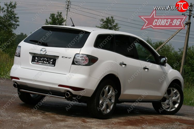 8 369 р. Защита заднего бампера Souz-96 (d42) Mazda CX-7 ER рестайлинг (2010-2012)  с доставкой в г. Омск