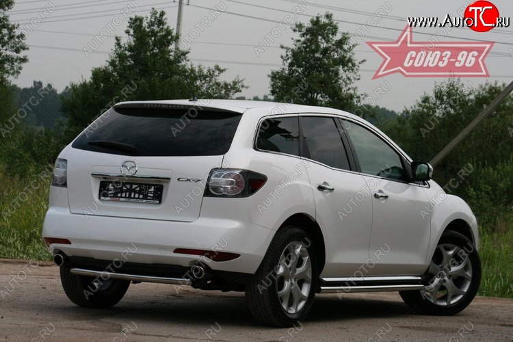 9 314 р. Защита заднего бампера Souz-96 (d60) Mazda CX-7 ER рестайлинг (2010-2012)  с доставкой в г. Омск