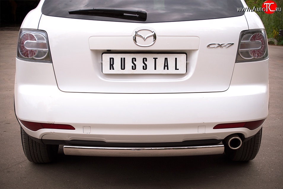 18 549 р. Защита заднего бампера (Ø75x42 мм, нержавейка) Russtal Mazda CX-7 ER рестайлинг (2010-2012)  с доставкой в г. Омск