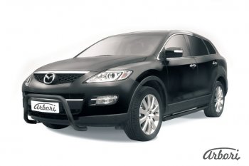 Защита переднего бампера Arbori (низкая - mini, черная, 1 труба d57 mm). Mazda CX-9 TB дорестайлинг (2007-2009)