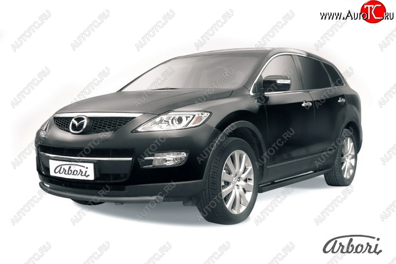 7 919 р. Защита переднего бампера Arbori (черная, 1 труба d57 mm).  Mazda CX-9  TB (2007-2012) дорестайлинг, 1-ый рестайлинг  с доставкой в г. Омск