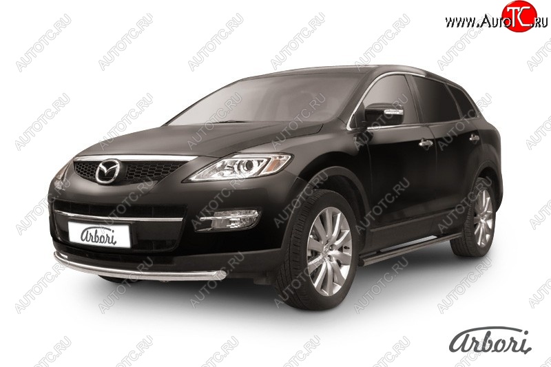 11 609 р. Защита переднего бампера Arbori (нержавейка, 1 труба d57 mm). Mazda CX-9 TB дорестайлинг (2007-2009)  с доставкой в г. Омск