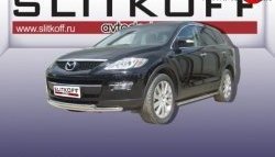 14 749 р. Двойная защита переднего бампера из труб диаметрами по 57 мм Slitkoff Mazda CX-9 TB дорестайлинг (2007-2009) (Нержавейка, Полированная)  с доставкой в г. Омск. Увеличить фотографию 1